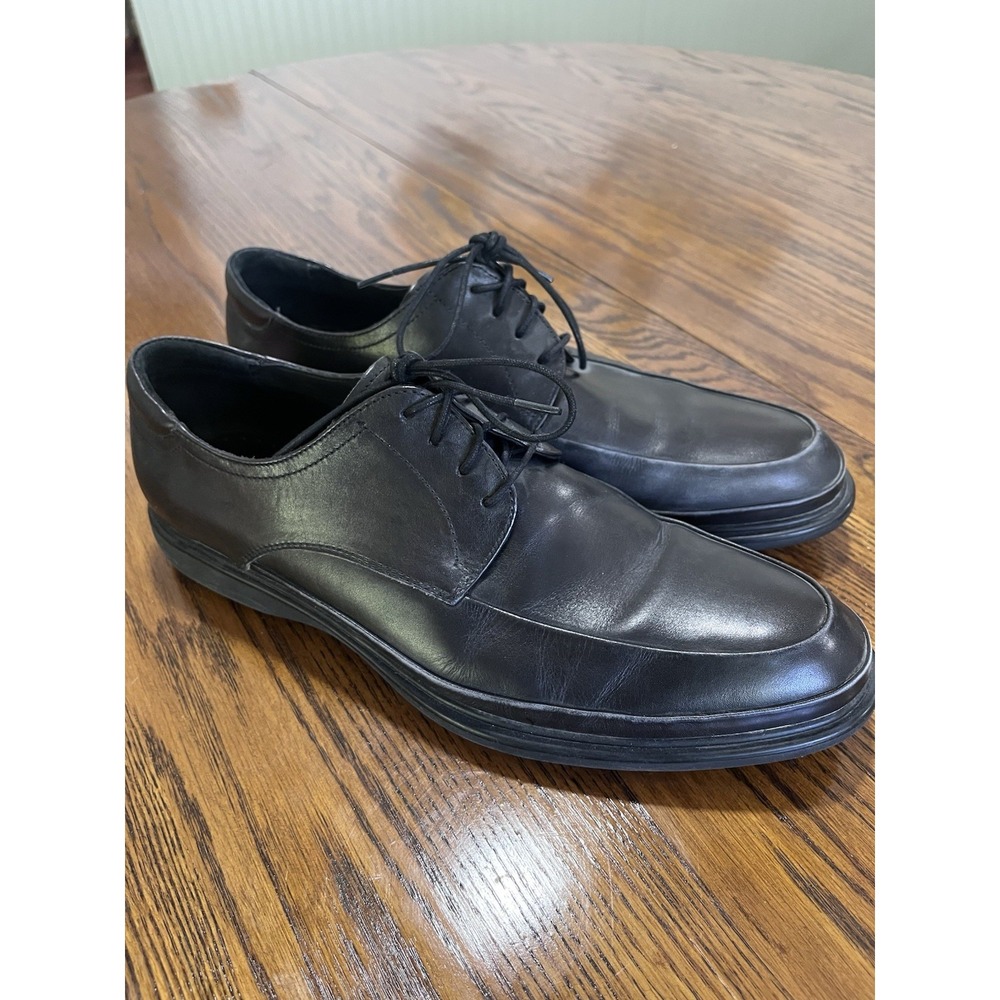 Kenneth Cole Black Leather Mens Dress Shoes Size 11M With Silver Technology